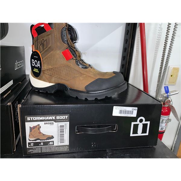 Icon Stormhawk Motorcycle Boots Brown Men's Size 12