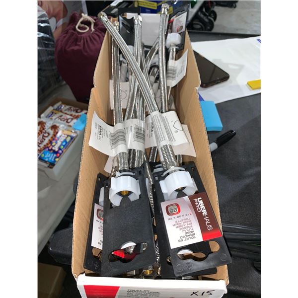 UberHaus Pro Toilet SS Braided Hose 16'x3/8"x7/8" Lot of 15