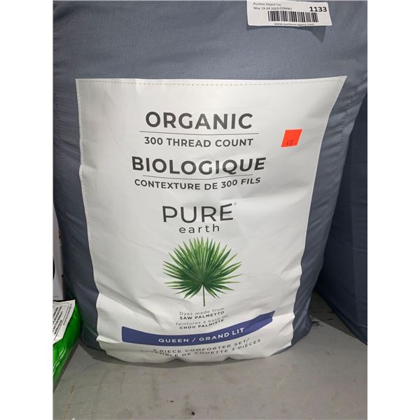 Pure Earth Organic 300Thread Count Queen 3pc Comforter Set