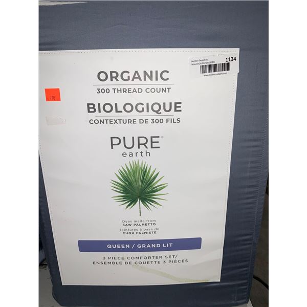 Pure Earth Organic 300Thread Count Queen 3pc Comforter Set