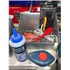 Image 2 : Lot of Ratchet Socket Wrench Set and 4" Vise Mate, Chalk Line and Chalk & Electric Pencil Engraver