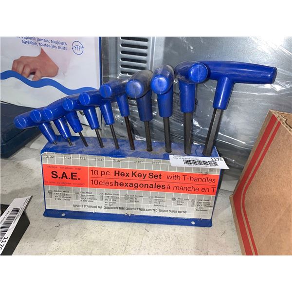 Hex Key Set 10pc SAE with T Handle
