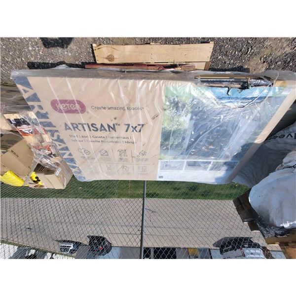 Keter Artisan Resin Garden Shed - 7-ft x 7-ft - Grey and Black