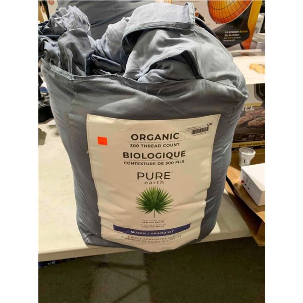 Organic 300 Thread Count Comforter Set - Queen Size - Gray