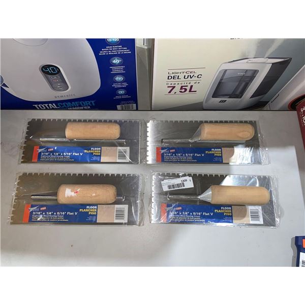Lot of 4 Capital pro 3/16" x1/4" x 5?16" Flat V Wood Flooring Trowel