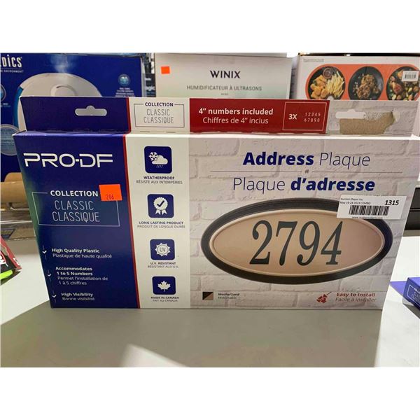 Pro-DF Classic Collection Address plaque