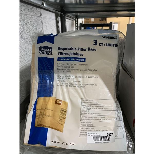 Bulk Lot of Project Source Disposable Filter Bags for Shop Vac