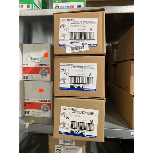 Iberville 1/2" One Hole EMT Straps 12 packs of 10 units X3