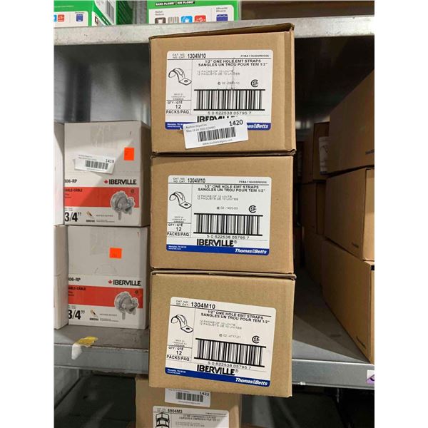 Iberville 1/2" One Hole EMT Straps 12 packs of 10 units X3