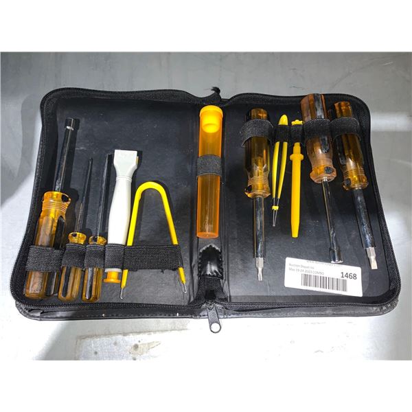 Assorted screwdrivers,nut drivers and pick up tools c/w carrying case