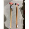 Image 1 : lot of 2 axes one is a regular axe the other is a wood splitting axe that comes with a splitting wed