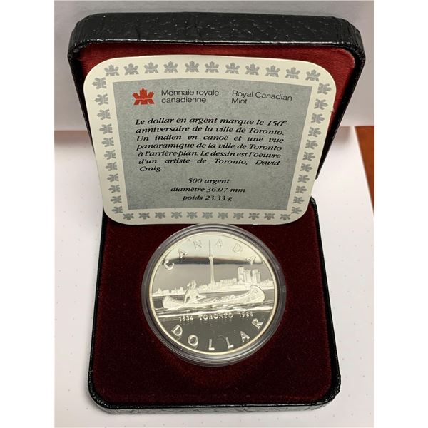 Royal Canadian Mint Cased Silver 1834-1964 Toronto 150th Anniversary Dollar CasedÂ 