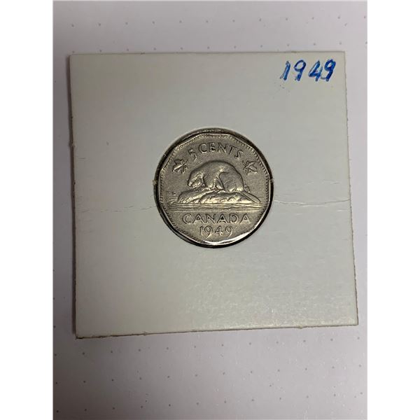 Canada Vintage 1949 SIlverÂ King George VI 12 sided 5 cent piece