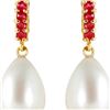 Image 1 : Genuine 8.4 ctw Pearl & Ruby Earrings 14KT Yellow Gold - REF-25F6Z