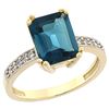 Image 1 : 3.70 CTW London Blue Topaz & Diamond Ring 10K Yellow Gold - REF-33M2K