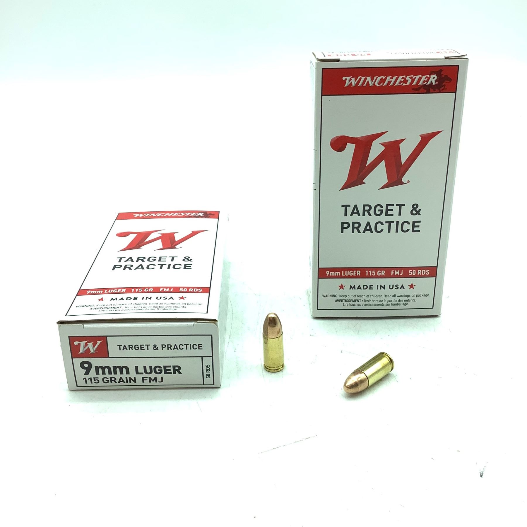 Win Target Winchester Target and Practice 9 mm 115 Grain FMJ Ammunition, 100 Rounds