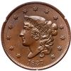 Image 2 : 1837 N-5 R2 Plain Hair Cord, Small Letters PCGS graded MS65 Brown