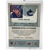 Image 2 : 2012-13 UPPER DECK NO.6 RYAN KESLER AUTOGRAPHED