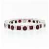 Image 4 : 18k White Gold 1.42 ctw Round & Square Milgrain Bezel Ruby Eternity Band Ring