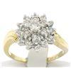 Image 1 : 14k Two Tone Gold 1.10 ctw Round Diamond Flower Cluster Ring w/ Wavy Shank