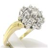 Image 5 : 14k Two Tone Gold 1.10 ctw Round Diamond Flower Cluster Ring w/ Wavy Shank