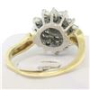 Image 6 : 14k Two Tone Gold 1.10 ctw Round Diamond Flower Cluster Ring w/ Wavy Shank