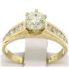 Image 1 : 14k Yellow Gold Round Diamond Solitaire Engagement Ring w/ 12 Graduated Accents