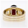 Image 7 : 18K Yellow Gold Oval Faceted Garnet Solitaire 1.18 ctw Baguette Step Diamond Rin