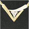 Image 3 : Modern 14k Two Tone Gold .30 ctw Trillion Diamond Solitaire "V" Necklace 17" Cha