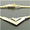 Image 6 : Modern 14k Two Tone Gold .30 ctw Trillion Diamond Solitaire "V" Necklace 17" Cha