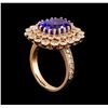 Image 4 : 14KT Rose Gold 5.95 ctw Tanzanite and Diamond Ring