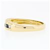 Image 6 : 18K Gold 0.36 ctw Channel Square Sapphire Round Diamond Scalloped Stack Band Rin