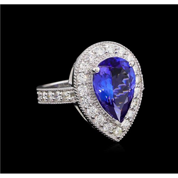 3.30 ctw Tanzanite and Diamond Ring - 14KT White Gold