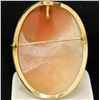 Image 2 : Vintage 14k Yellow Gold Polished Frame Carved Shell Cameo Brooch Pin Pendant