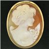 Image 3 : Vintage 14k Yellow Gold Polished Frame Carved Shell Cameo Brooch Pin Pendant