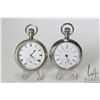 Image 1 : Two pocket watches including a Stewart special size 18, 17 Jewel. Serial No. 1379572. Two toned full