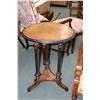 Image 1 : Antique three-tier snack butler with barley twist supports and an antique 21" diameter burl walnut o