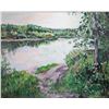 Image 2 : Framed acrylic on canvas painting titled on verso "Clear Water River" and signed by artist Yowney 20