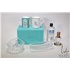 Image 1 : Tray lot of collectibles including boxed set of two Tiffany & Co. coffee mugs, Tiffany & Co. etched 