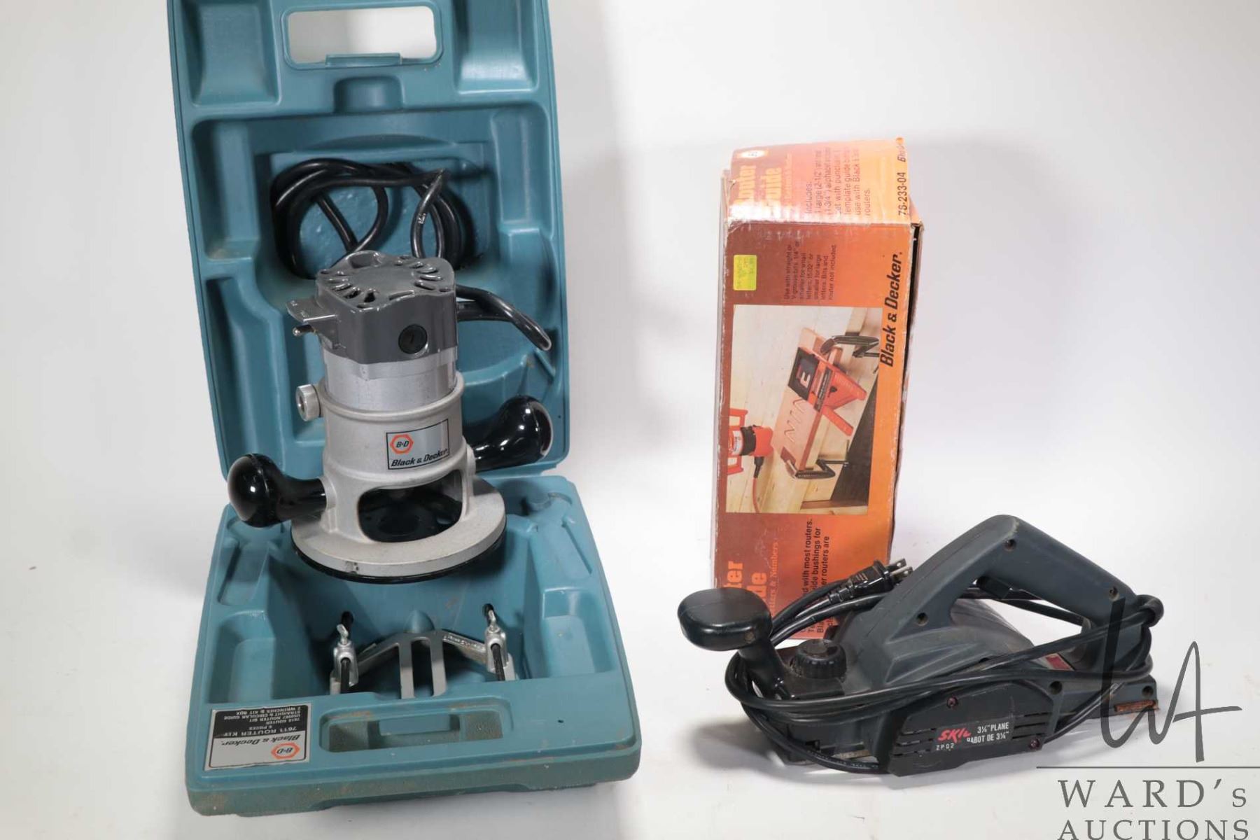 Selection of power tools including Black & Decker 7611 router, Black ...