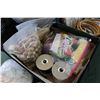 Image 2 : Selection of crafting supplies including embroidery hoops, fusible web, embroidery kits, bag of wool