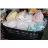 Image 1 : Black plastic bin containing sewing lace, ribbons and crafting supplies