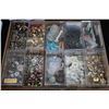 Image 2 : Two large trays of fasteners, gromets, buttons, beads, sewing machine accessories, Singer Monogramer