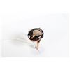 Image 1 : 10kt yellow gold and oval cut smokey quartz gemstone ring, size 9.75