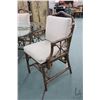 Image 2 : Semi contemporary glass topped dining table 48" X 77" with six faux bamboo chairs including two arm 