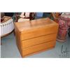 Image 1 : Three drawer teak veneer low boy to match lot 158, 26" high X 33" wide and 18" deep