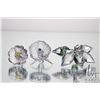 Image 1 : Three Swarvoski crystal collectibles including membership orchid and two small flowers