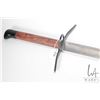 Image 2 : Handmade Medievel style sword with single edge and 32" blade, long wooden handle, leather scabbard a