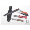 Image 1 : Four knives including a sheathed Cold Steel brand single edged 8" blade with sheath, Kershaw 1082OR 