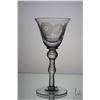 Image 1 : Antique Georgian era Jacobite wine glass with engraved with the white Jacobite rose and thistle on b